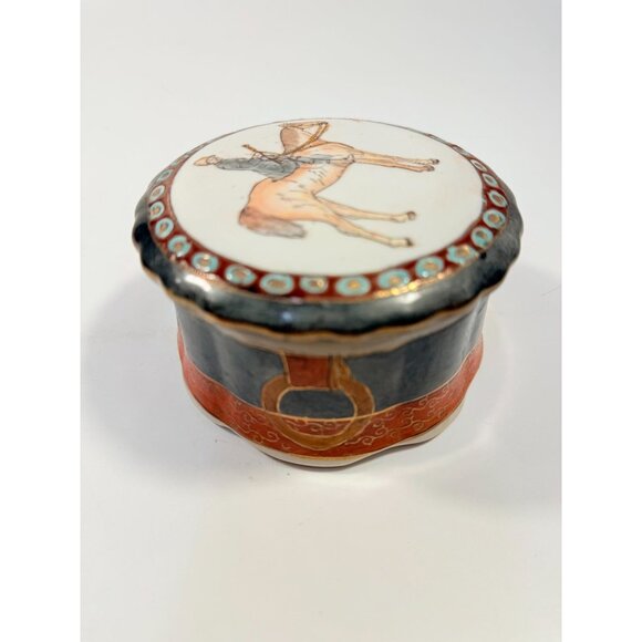 Equestrian Trinket Box Hand Painted Porcelain Jewelry Stash box Horse themed - Picture 7 of 13